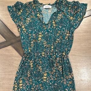 Kaileigh Teal Floral Midi Dress (Stitchfix) size SP